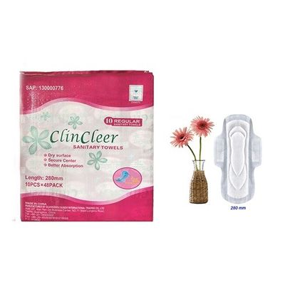 Sử dụng ban đêm Khăn ăn bông vệ sinh 290mm Màng PE siêu dài thoáng khí