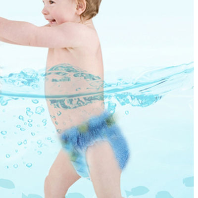 Màu in 35lbs Tã bơi dùng một lần 3D Leak Guard Fluff Pulp